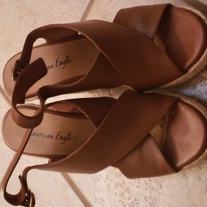 Brown Leather Wedge